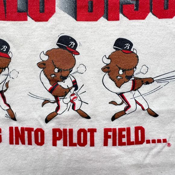 Vintage Buffalo Bisons Minor League Baseball Shirt Single Stitch Screen Stars - Picture 4 of 12
